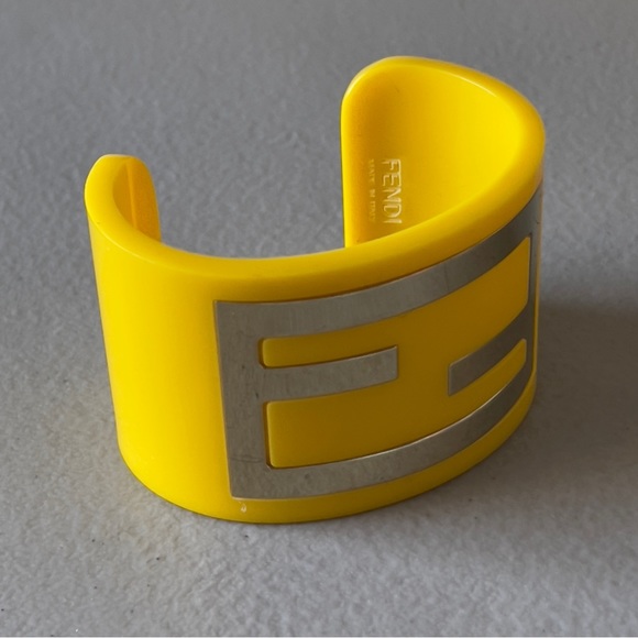 Fendi Yellow Resin/Metal Zucca Cuff Bracelet w/Dustbag and Box - Picture 6 of 8